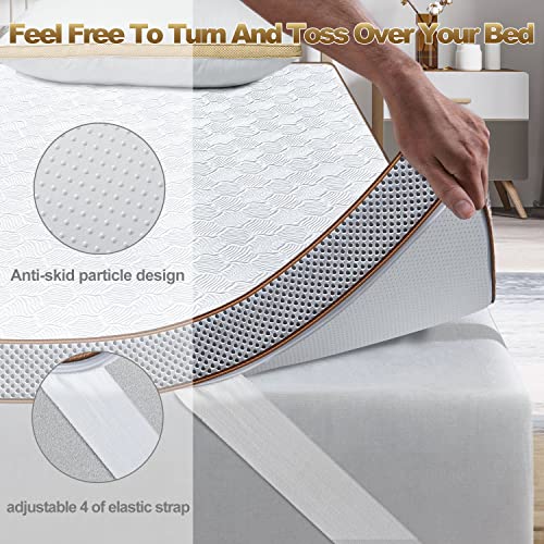 Slybear 3 Inch Memory Foam Mattress Topper Queen - Cooling Gel Mattress Topper for Queen Size Bed with Non-Slip Removable Cover, Pressure Relief Ventilated Mattress Pad for Back Shoulder Pain