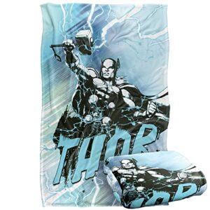 marvel thor blanket, 36"x58", thor blue lightning, silky touch super soft throw blanket