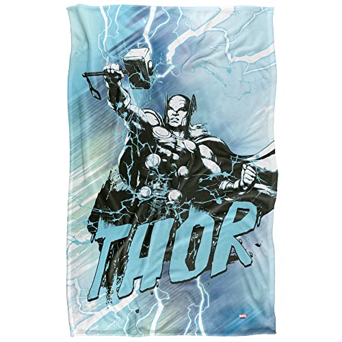 Marvel Thor Blanket, 36"x58", Thor Blue Lightning, Silky Touch Super Soft Throw Blanket