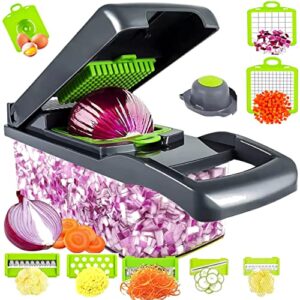 broche vegetable chopper - pro onion chopper - 12 in 1 - multifunctional slicer vegetable chopper with container - kitchen organization - food chopper - garlic chopper - veggie chopper with container
