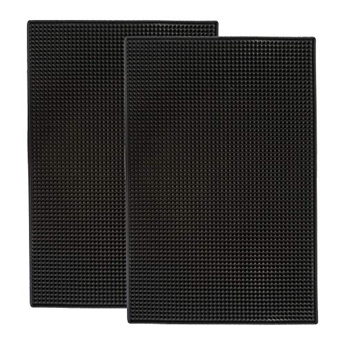 Highball & Chaser Bar Mat 18in x 12in, Thick Durable and Stylish Bar Mat for Spills. Non Slip, Non-Toxic, Service Mat for Coffee, Bars, Restaurants Counter Top (2 Pack, Black)