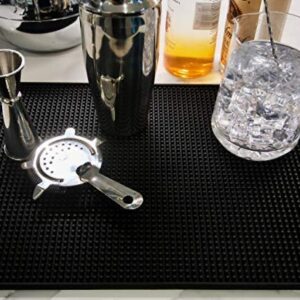 Highball & Chaser Bar Mat 18in x 12in, Thick Durable and Stylish Bar Mat for Spills. Non Slip, Non-Toxic, Service Mat for Coffee, Bars, Restaurants Counter Top (2 Pack, Black)