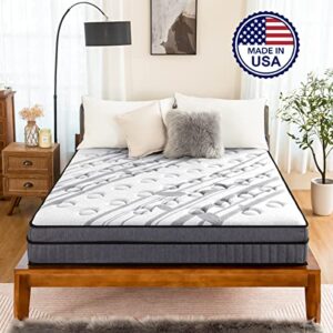 subrtex 10 Inch Hybrid Mattress Queen, Gel Memory Foam and Individual Pocket Innerspring Mattress Bed in a Box, Made in USA, CertiPUR-US, Medium Firm Mattress for Silent Sleep & Pressure Relief Grey