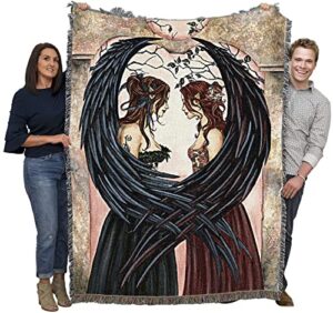 pure country weavers sisters fairy blanket by amy brown - fantasy gift tapestry throw woven from cotton - made in the usa (72x54)