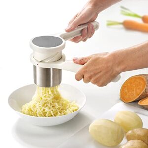 Joseph Joseph Helix Potato Ricer Masher Ergonomic Twist-Action Hand Manual Stainless Steel For Mashed Potato, White