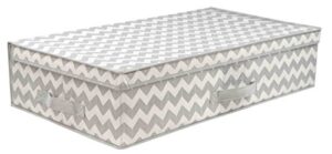 home basics chevron collection under the bed storage and organization, bags, bins, boxes, with handle for comforter, clothes, blanket, shoes, sweaters, grey