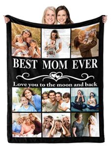 prints fun personalized picture blanket for best mom ever mothers day birthday gifts for mom customized photo throw blanket for mom, grandma, women