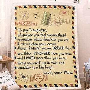 LOVINSUNSHINE Airmail to My Daughter Blanket from Mom Daughter Birthday Gifts Ideas Birthday Gifts for Daughter Adult Daughter Gift from Mom Daughter Gifts for Christmas Sherpa Fleece Blanket 50X60