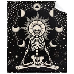 skull skeleton tarot constellation star and moon throw blankets super soft fluffy comfortable flannel fleece cozy plush blanket for couch bed travel gifts 40“x30 xsmall for pets
