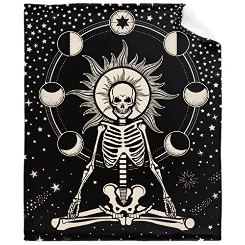 Skull Skeleton Tarot Constellation Star and Moon Throw Blankets Super Soft Fluffy Comfortable Flannel Fleece Cozy Plush Blanket for Couch Bed Travel Gifts 40“x30 XSmall for Pets