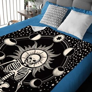 Skull Skeleton Tarot Constellation Star and Moon Throw Blankets Super Soft Fluffy Comfortable Flannel Fleece Cozy Plush Blanket for Couch Bed Travel Gifts 40“x30 XSmall for Pets