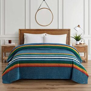 Pendleton Oeko-Tex Sherpa Fleece Blanket (Serape Strip, Queen (U.S. Standard))