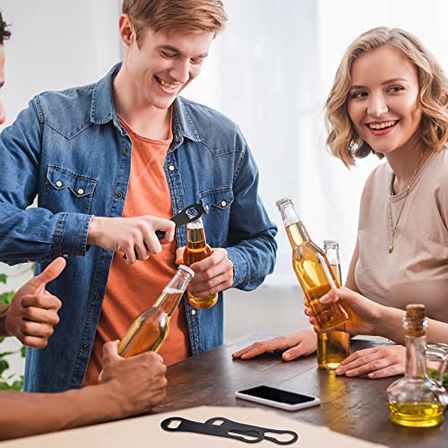 Bottle Opener and Pour Spout Remover Flat Bar Key Stainless Steel Bar Speed Opener Dog Bone Wine Bottle Opener Double Ended Beer Openers for Bartenders Home Kitchen, Black (4 Pieces)