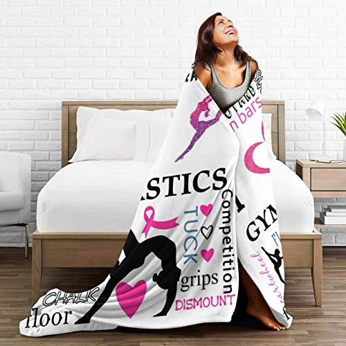 CHILL·TEK Blanket I Love Gymnastics Flannel Fleece Blanket Super Soft Bed Throw Blanket Warm Cosy Velvet Blanket Lightweight Sofa Blanket Luxurious Carpet for Women Men Kids 50"x40"