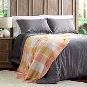 Lavish Home Desert Blush Plaid Soft Blanket-Oversized, Luxuriously Fluffy, Vintage-Look and Cashmere-Like Woven Acrylic-Breathable and Stylish Throws