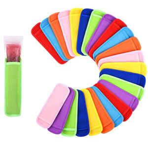mirenlife 24 pack ice pop sleeves antifreezing popsicle holders bags neoprene insulator sleeves freezer, 8 colors