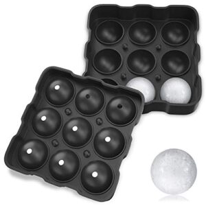 premium ice/cake ball maker, whiskey ice mold, 9 spherical balls ice tray makes 1.8" / 4.5cm sphere, 3 securing systems preventing leakage -silicone