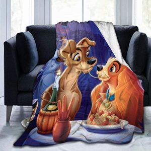 la-dy and the tra-mp warm comfortable and soft sherpa flannel throw blanket, suitable for all seasons various sizes suitable for men women and children