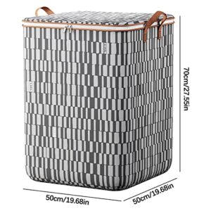 FAJHHA Upgraded 2023 Large Capacity Folding Clothes Storage Bag Wardrobe Sorting Storage Box Portable Storage Bag Winter Cup Storage Box with Zipper for Comforters Bedding Quilt (L(50x50x70cm))