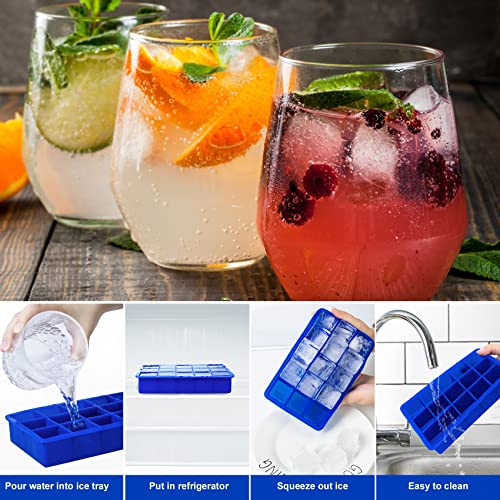 Ozera 2 Pack Silicone Ice Cube Tray, Ice Cube Trays for Freezer, Easy Release Silicone Ice Cube Molds for Whiskey, Cocktail, Chocolate
