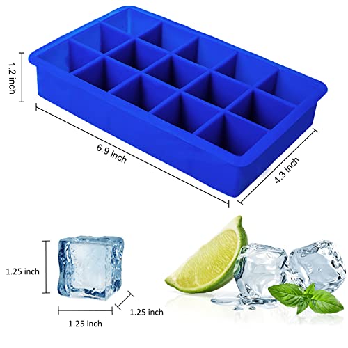 Ozera 2 Pack Silicone Ice Cube Tray, Ice Cube Trays for Freezer, Easy Release Silicone Ice Cube Molds for Whiskey, Cocktail, Chocolate
