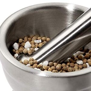 Mortar and Pestle, Sopito 18/8 Stainless Steel Spice Grinder Pill Crusher with Lid for Crushing Grinding Ergonomic Design with Anti Slip Base and Comfy Grip