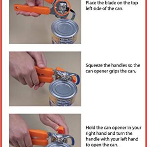 Left Handed Manual Can Opener, Orange Handle