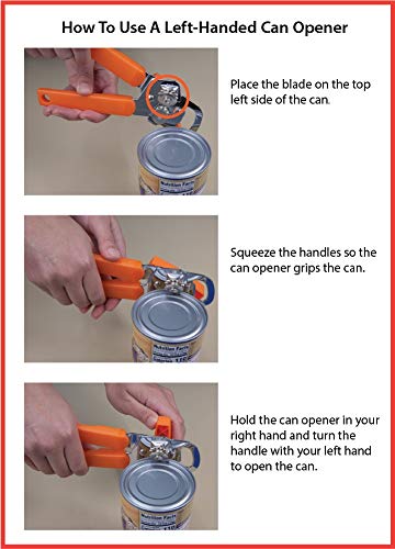 Left Handed Manual Can Opener, Orange Handle