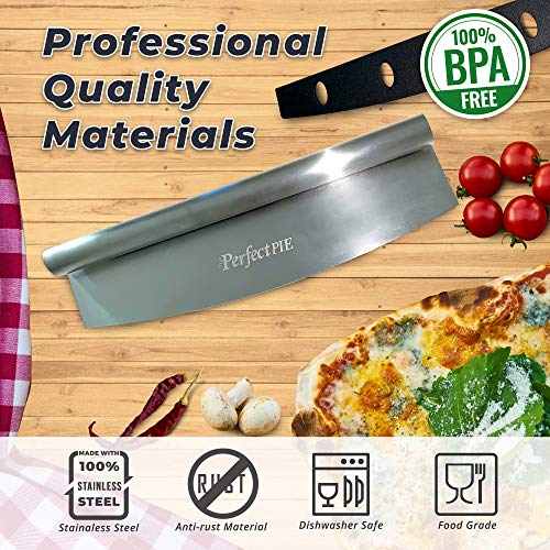 THE PERFECT PIE Premium Pizza Peel 12" x 14" Aluminum Pizza Paddle with Foldable Handle for Storage and 14” Rocker Cutter with Protective Cover. Gourmet Spatula and Cutter Set for Homemade Pizza.