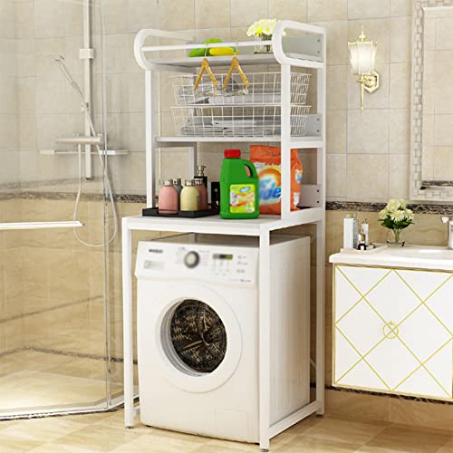 BKGDO Washer Storage Frames Floor Standing Punch Free Suitable for Over Toilet,Storage Rack Above The Washinghine in The Bathroom,Balcony,Laundry Cabinet,3-Layer Drum Washinghine Rack/184Cm/184Cm