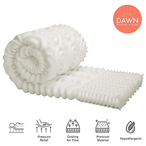 Dawn College Dorm Mattress Topper | Twin XL Egg Crate Foam | Supportive, Quality Sleep, Hypoallergenic, Cooling | Made in USA | CertiPUR