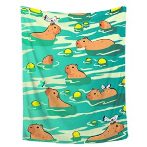 amitayus ultra soft flannel fleece couch throw blanket capybara full size warm cozy fuzzy small blanket for travel toddler 50"x40" for kid