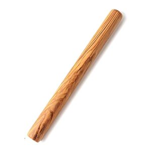 ideaolives olive wood rolling pin, natural wood dough roller, french rolling pins for baking, non-toxic thin rolling pin for pizza bread fondant pasta, wooden pizza roller with no dents or gaps, 11.5"