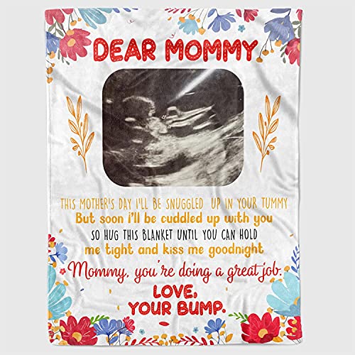 Nimo Dear Mommy You are Doing A Great Job Love The Bump Fleece Blanket Sherpa Blanket Personalized Gifts for Mom from Daughter Son Mother's Day Blanket (Multi 7)