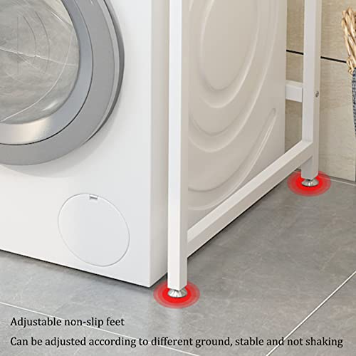 BKGDO Washer Storage Frames Floor Standing for Over Toilet,Household Toilet Storage Rack,Balcony Drum Washinghine Shelf,Bathroom Storage Unit,Practical Shelf,Thickened Steel Tube Frame/White