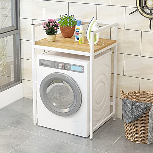 BKGDO Washer Storage Frames Floor Standing for Over Toilet,Household Toilet Storage Rack,Balcony Drum Washinghine Shelf,Bathroom Storage Unit,Practical Shelf,Thickened Steel Tube Frame/White