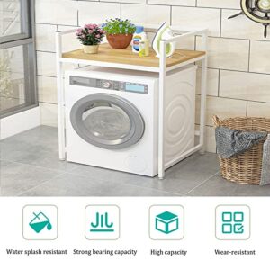 BKGDO Washer Storage Frames Floor Standing for Over Toilet,Household Toilet Storage Rack,Balcony Drum Washinghine Shelf,Bathroom Storage Unit,Practical Shelf,Thickened Steel Tube Frame/White