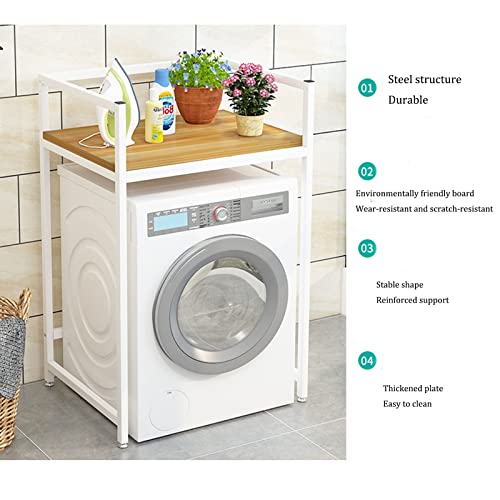 BKGDO Washer Storage Frames Floor Standing for Over Toilet,Household Toilet Storage Rack,Balcony Drum Washinghine Shelf,Bathroom Storage Unit,Practical Shelf,Thickened Steel Tube Frame/White