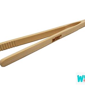 Weber's Wonders Set Of 2 Reusable Bamboo Toast Tongs - Wooden Toaster Tongs For Cooking & Holding - 8 Inch Long - Ideal Kitchen Utensil For Cheese Bacon Muffin Fruits Bread - Ultra Grip - Eco-friendly