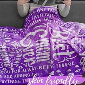 Mom Gifts, Mom Throw Blanket, Best Mom Ever, Birthday Gifts for Mom, Throw Blanket for Mother from Daughter or Son 65 x 50 Inches, Purple