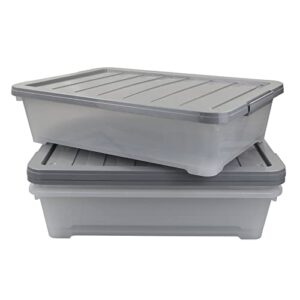 Qqbine 40 Quart Large Under Bed Storage Bins with lids, Plastic Wheeled Latching Boxes, 3 Packs