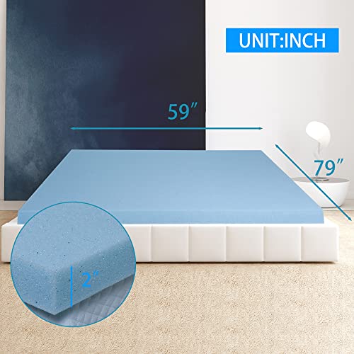 2-Inch Memory Foam Mattress Topper Queen Size Cooling & Breathable CertiPUR-US Certified Soft Gel Infused Foam Mattress Pad