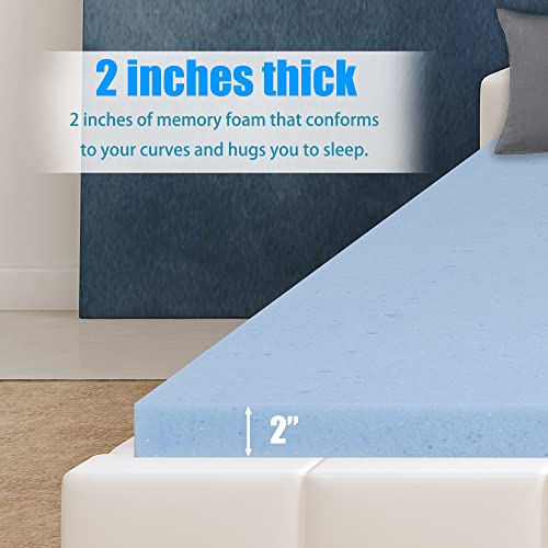 2-Inch Memory Foam Mattress Topper Queen Size Cooling & Breathable CertiPUR-US Certified Soft Gel Infused Foam Mattress Pad