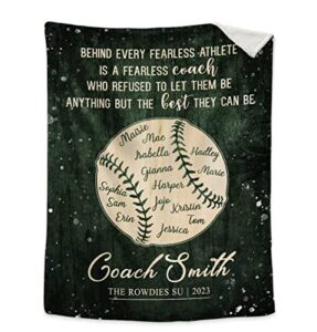 rimmer personalized thank you softball coach blanket, softball team gifts for softball coach, anniversary present for softball lovers, great gifts for softball fans on christmas birthday fathers day