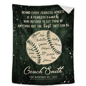 Rimmer Personalized Thank You Softball Coach Blanket, Softball Team Gifts for Softball Coach, Anniversary Present for Softball Lovers, Great Gifts for Softball Fans on Christmas Birthday Fathers Day