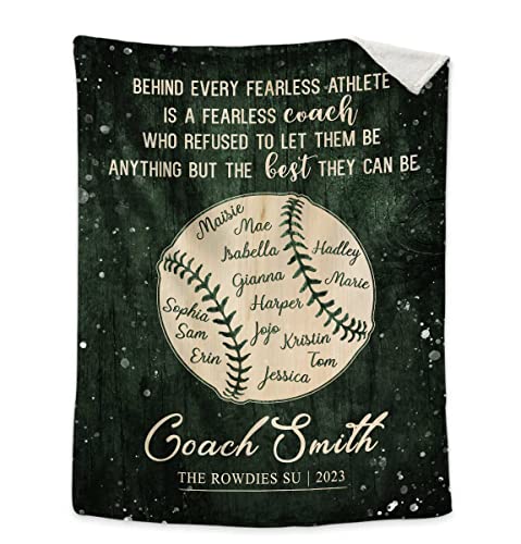 Rimmer Personalized Thank You Softball Coach Blanket, Softball Team Gifts for Softball Coach, Anniversary Present for Softball Lovers, Great Gifts for Softball Fans on Christmas Birthday Fathers Day