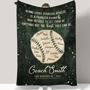 Rimmer Personalized Thank You Softball Coach Blanket, Softball Team Gifts for Softball Coach, Anniversary Present for Softball Lovers, Great Gifts for Softball Fans on Christmas Birthday Fathers Day