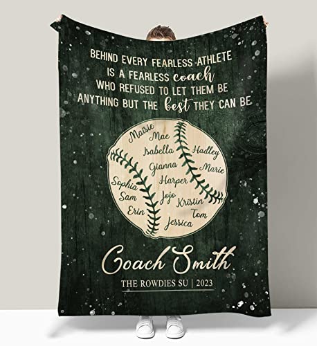 Rimmer Personalized Thank You Softball Coach Blanket, Softball Team Gifts for Softball Coach, Anniversary Present for Softball Lovers, Great Gifts for Softball Fans on Christmas Birthday Fathers Day