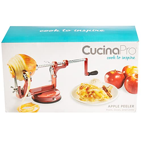 Apple Peeler and Corer - Durable, Heavy Duty Chrome Cast Iron with Powerful Countertop Suction, Hand Crank for Fruits, Apples, Potatoes or Veggies, Fall Picking Season and Holiday Pie Making Essential