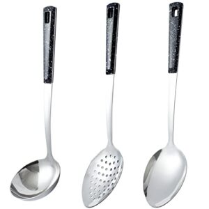 3-piece,stainless steel serving spoon set with slotted spoon, serving spoon and perforated spoon, soup ladle,kitchen cooking serving utensils set
